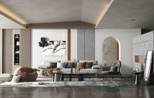 现代简约高级感新中式复古风客厅