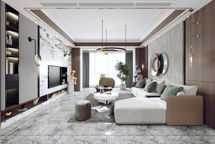 现代简约高级感新中式复古风客厅