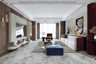 现代简约高级感新中式复古风客厅