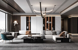 现代简约高级感新中式复古风客厅