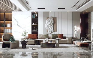 现代简约高级感新中式复古风客厅