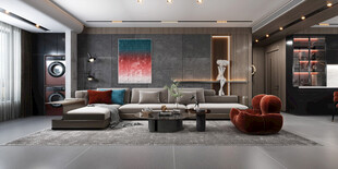 现代简约高级感新中式复古风客厅