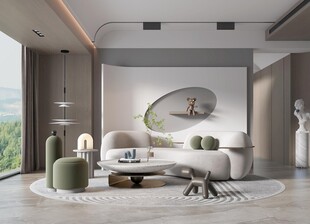 现代简约高级感新中式复古风客厅