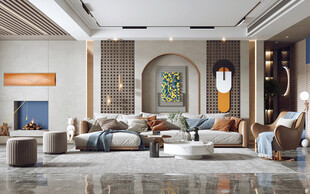 现代简约高级感新中式复古风客厅