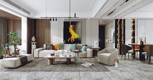 现代简约高级感新中式复古风客厅