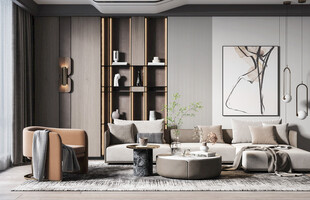 现代简约高级感新中式复古风客厅