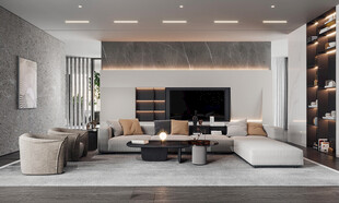 现代简约高级感新中式复古风客厅