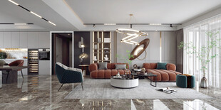 现代简约高级感新中式复古风客厅