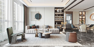 现代简约高级感新中式复古风客厅