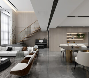 现代简约高级感新中式复古风客厅