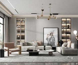 现代简约高级感新中式复古风客厅