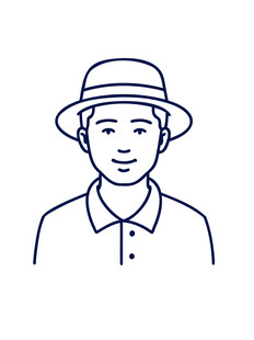 人物简约线条简笔画戴遮阳帽男人