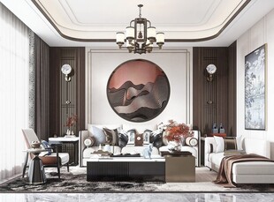 现代简约高级感新中式复古风客厅