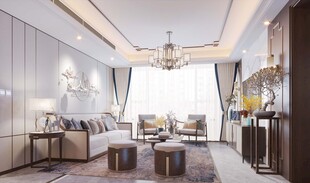 现代简约高级感新中式复古风客厅