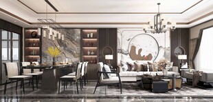 现代简约高级感新中式复古风客厅