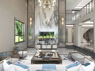 现代简约高级感新中式复古风客厅