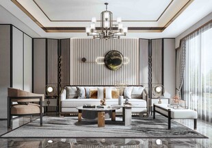 现代简约高级感新中式复古风客厅