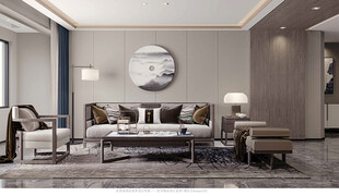 现代简约高级感新中式复古风客厅