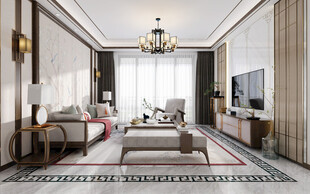 现代简约高级感新中式复古风客厅