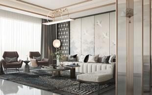 现代简约高级感新中式复古风客厅