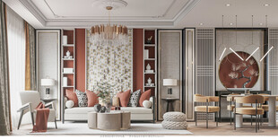 现代简约高级感新中式复古风客厅