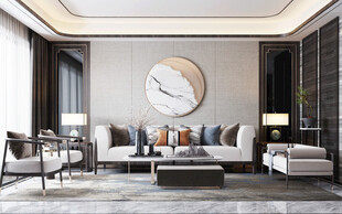 现代简约高级感新中式复古风客厅