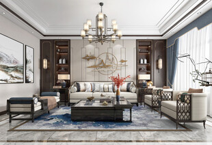 现代简约高级感新中式复古风客厅