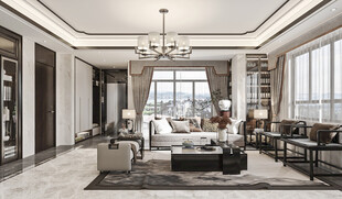 现代简约高级感新中式复古风客厅