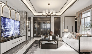 现代简约高级感新中式复古风客厅