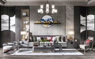 现代简约高级感新中式复古风客厅