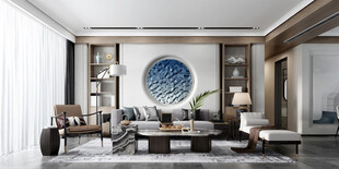 现代简约高级感新中式复古风客厅