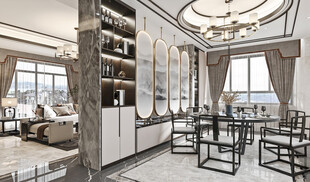 现代简约高级感新中式复古风客厅