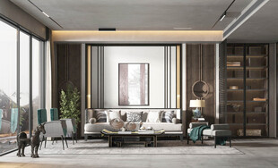 现代简约高级感新中式复古风客厅