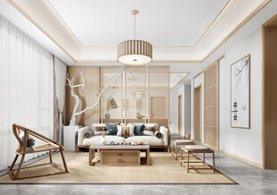 现代简约高级感新中式复古风客厅