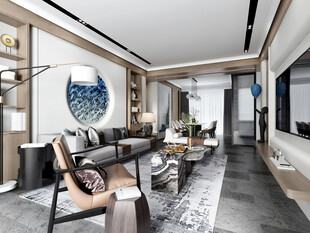 现代简约高级感新中式复古风客厅