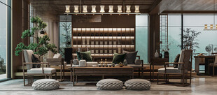 现代简约高级感新中式复古风客厅