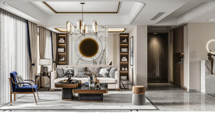 现代简约高级感新中式复古风客厅