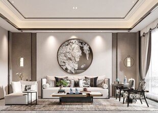 现代简约高级感新中式复古风客厅