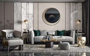 现代简约高级感新中式复古风客厅