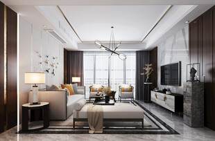 现代简约高级感新中式复古风客厅