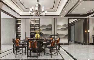 现代简约高级感新中式复古风客厅