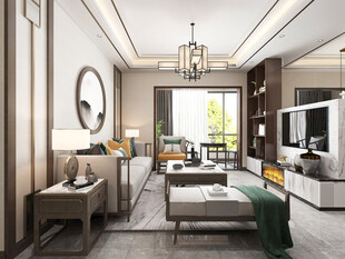 现代简约高级感新中式复古风客厅