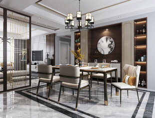 现代简约高级感新中式复古风客厅