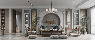 现代简约高级感新中式复古风客厅