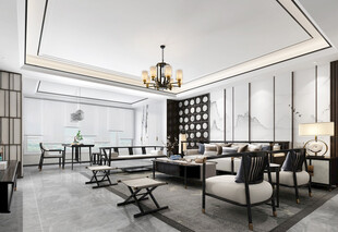 现代简约高级感新中式复古风客厅