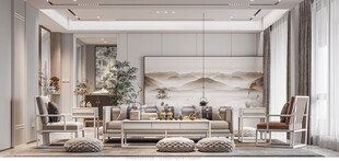 现代简约高级感新中式复古风客厅