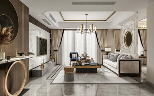 现代简约高级感新中式复古风客厅