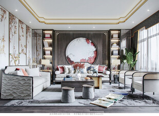 现代简约高级感新中式复古风客厅
