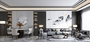 现代简约高级感新中式复古风客厅