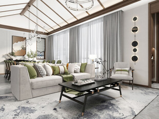 现代简约高级感新中式复古风客厅